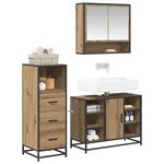 vidaXL Ensemble de mobilier de salle de bain 3 Pièces Chêne artisanal