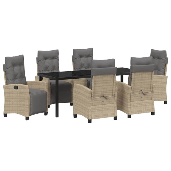 vidaXL Ensemble de salle à manger pour jardin 7 pc Beige polyrotin
