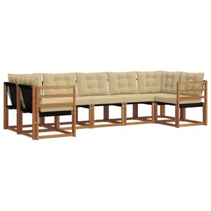 vidaXL Ensemble de canapés d'extérieur 7 Pièces Naturel et Beige