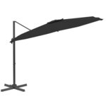 vidaXL Parasol cantilever à LED Noir 400x300 cm