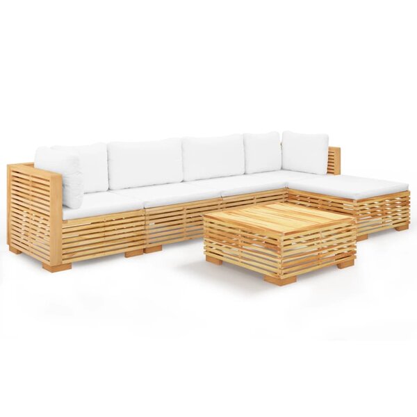 vidaXL Salon de jardin 6 Pièces avec coussins Bois de teck solide