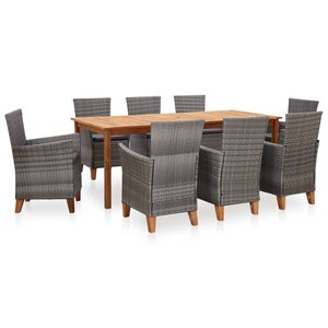 vidaXL Mobilier à dîner 9 Pièces résine tressée et bois d'acacia gris