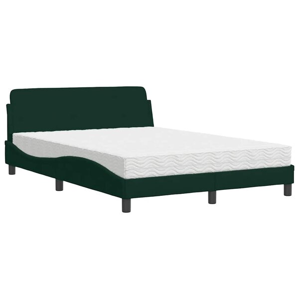 vidaXL Lit avec matelas Dover vert foncé 120x200 cm velours
