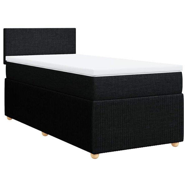 vidaXL Sommier à lattes de lit et matelas Noir 80x200 cm Tissu