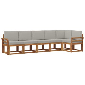 vidaXL Ensemble de canapés d'extérieur 6 Pièces Gris Naturel et Clair