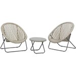 Salon de jardin en polyrésine et métal kent (lot de 3)