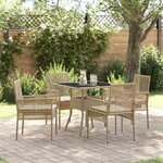 vidaXL Ensemble de salle à manger pour jardin 5 Pièces Beige Poly rotin