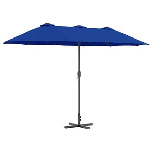 vidaXL Parasol de jardin Bleu 370 x 197 x 239 cm