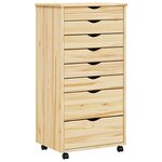vidaXL Cabinet Roulant avec Tiroirs avec roue MOSS Vernis transparent