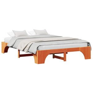 vidaXL Cadre de lit Brun cire 140 x 200 cm Pin massif