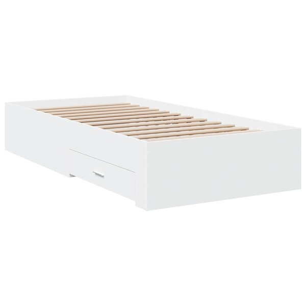 vidaXL Cadre de lit avec tiroirs blanc 90x190 cm bois d'ingénierie
