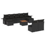 vidaXL Salon de jardin 10 Pièces avec coussins noir résine tressée