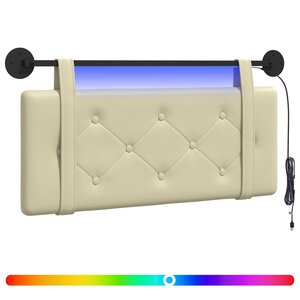 vidaXL Tête de lit suspendue Avec lumière LED Crème Simili cuir