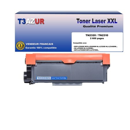Toner compatible avec Brother TN2320 pour Brother DCP-L2500D   L2520DW   L2540DN   L2560DW - 2 600 pages - T3AZUR