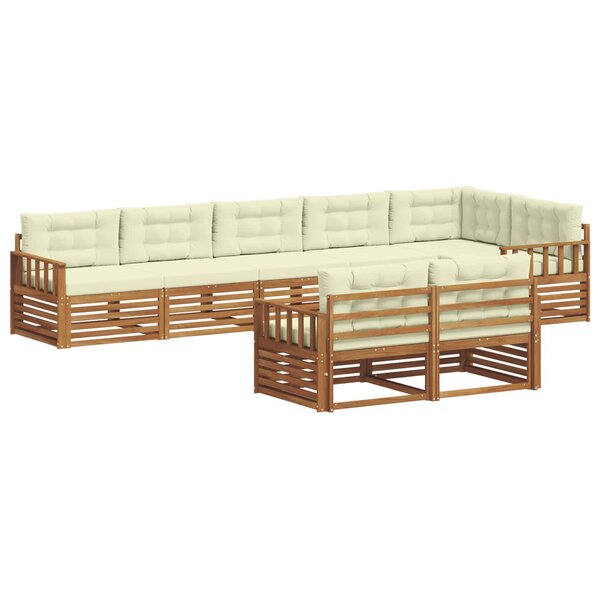 vidaXL Ensemble de canapés d'extérieur 8 pc Naturel et Crème