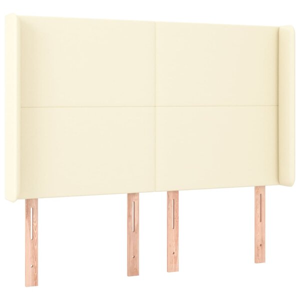 vidaXL Tête de lit avec oreilles Crème 147x16x118/128 cm Similicuir