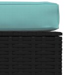 vidaXL Repose-pied de jardin et coussin Noir 70x70x30cm Résine tressée