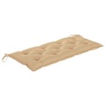 vidaXL Balancelle avec coussin beige 120 cm Bois de teck solide