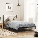 vidaXL Cadre de lit métal sans matelas avec tête de lit noir 100x200cm