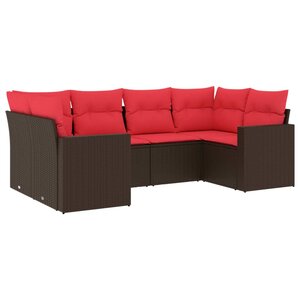vidaXL Salon de jardin 6 Pièces avec coussins marron résine tressée