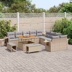 vidaXL Ensemble de canapé de jardin 13 Pièces Beige polyrotin