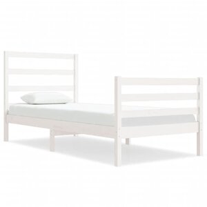vidaXL Cadre de lit Blanc Bois de pin massif 75x190 cm Petit simple