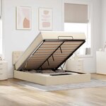 vidaXL Lit ottoman avec matelas et LED crème 140x190 cm tissu