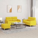 vidaXL Ensemble de canapés 3 Pièces avec coussins Jaune clair Tissu