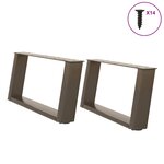 vidaXL Pieds de table basse en U 2 pièces Acier naturel 60 x (30-31) cm Acier