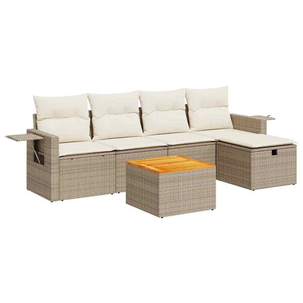 vidaXL Salon de jardin avec coussins 6 Pièces beige résine tressée