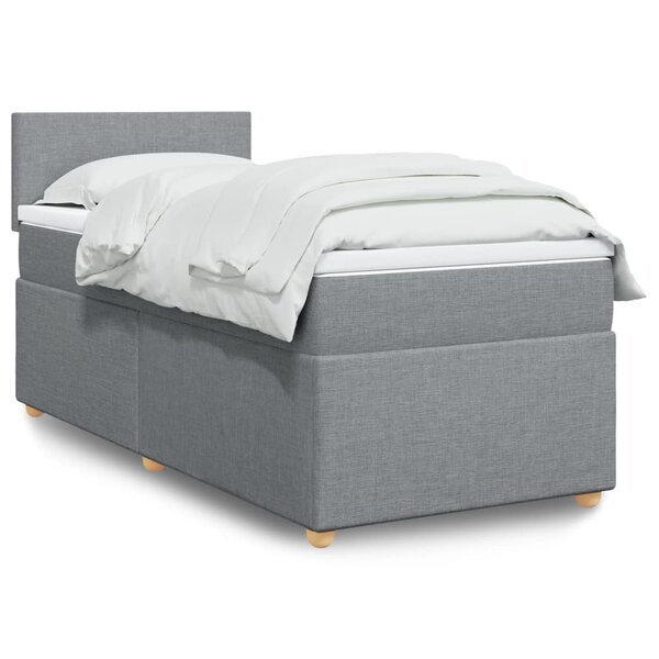 vidaXL Sommier à lattes de lit avec matelas Gris clair 100x200cm Tissu