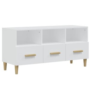 vidaXL Meuble TV Blanc brillant 102x36x50 cm Bois d'ingénierie