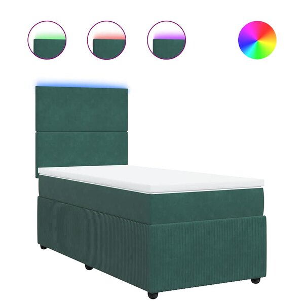 vidaXL Sommier à lattes de lit et matelas Vert foncé 80x200 cm Velours