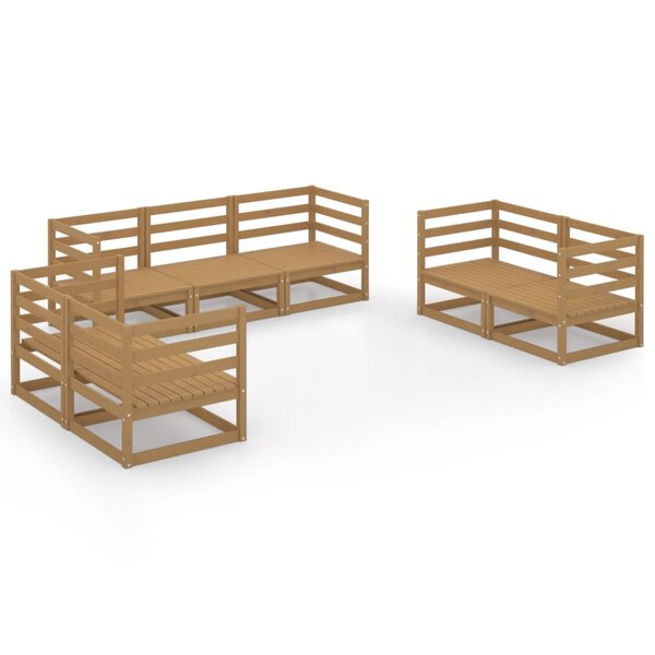 vidaXL Salon de jardin 7 Pièces marron miel bois de pin massif