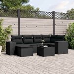 vidaXL Salon de jardin 7 Pièces avec coussins noir résine tressée