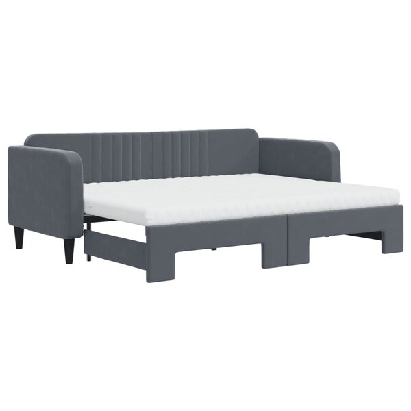 vidaXL Lit de jour avec gigogne et matelas gris foncé 80x200cm velours