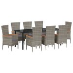 vidaXL Chaises de jardin avec coussins 9 Pièces Gris 200 x 80 x 73 cm