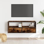 vidaXL Meuble TV chêne fumé 100x31x39 5 cm bois d'ingénierie et métal