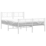 vidaXL Cadre de lit métal sans matelas et pied de lit blanc 140x190 cm