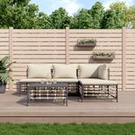 vidaXL Salon de jardin 5 Pièces avec coussins anthracite résine tressée