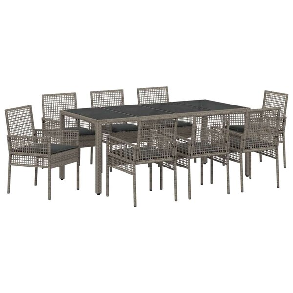 vidaXL Ensemble de salle à manger pour jardin 9 Pièces Gris Poly rotin