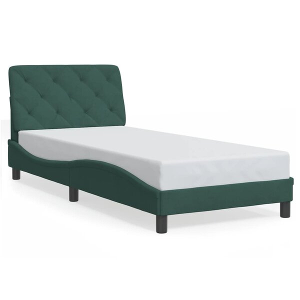 vidaXL Cadre de lit sans matelas vert foncé 90x190 cm velours