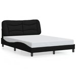 vidaXL Cadre de lit avec LED sans matelas Hvar noir 140x200 cm tissu