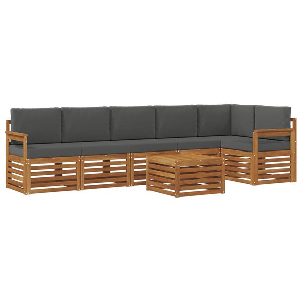 vidaXL Ensemble de canapé d'angle 7 Pièces Naturel et Anthracite