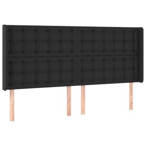 vidaXL Tête de lit avec oreilles Noir 203x16x118/128 cm Similicuir