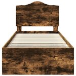 vidaXL Cadre de lit avec tête de lit Chêne fumé 90 x 190 cm Pin massif