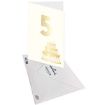 Carte D'anniversaire 5 Ans En Or - Blanc - A Message - Pour Enfant Garçon Fille - Gâteaux - 11 5 X 17 Cm - Draeger paris