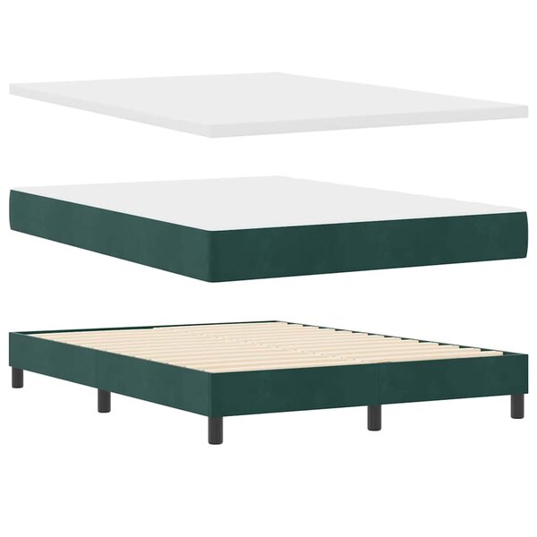 vidaXL Lit à ressorts avec matelas Vert foncé 140 x 190 cm Velours