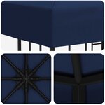 vidaXL Pavillon 3 x 3 m Bleu Polyester et Acier 190 gsm