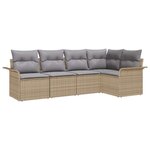 vidaXL Ensemble de canapé de jardin 5 Pièces Beige Poly rotin